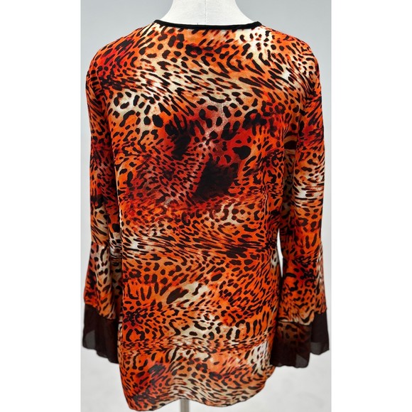 Ashley Stewart Blouse V Neck Wrap Side Tie Top Semi Sheer SZ 18/20 - Picture 2 of 3